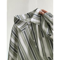 现货CS7127-P50特无差价大码秋季宽松高品质条纹长袖衬衫，男装衬衫，电商D232