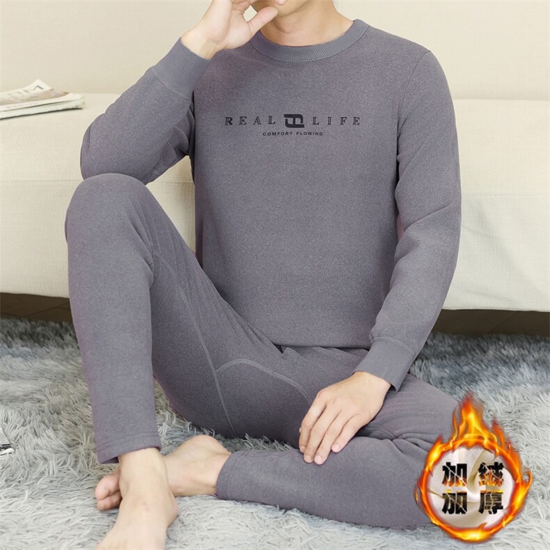 保暖内衣男士秋衣秋裤秋冬季中老年半高领加绒加厚防寒套装TZ2589,男装棉衣,星座310B-3