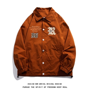 白底22秋冬新品潮牌字母印花翻领棒球服情侣夹克外套JK317P50控68图片