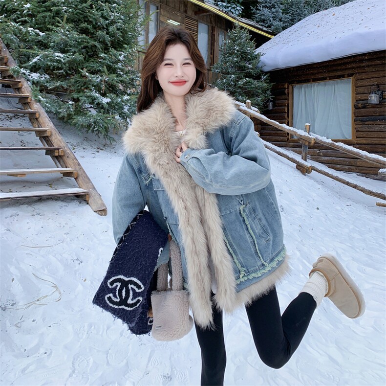 【大货出】数据好大毛领加棉加厚牛仔棉服外套2C131-697-P255K368,女装短外套,2C131