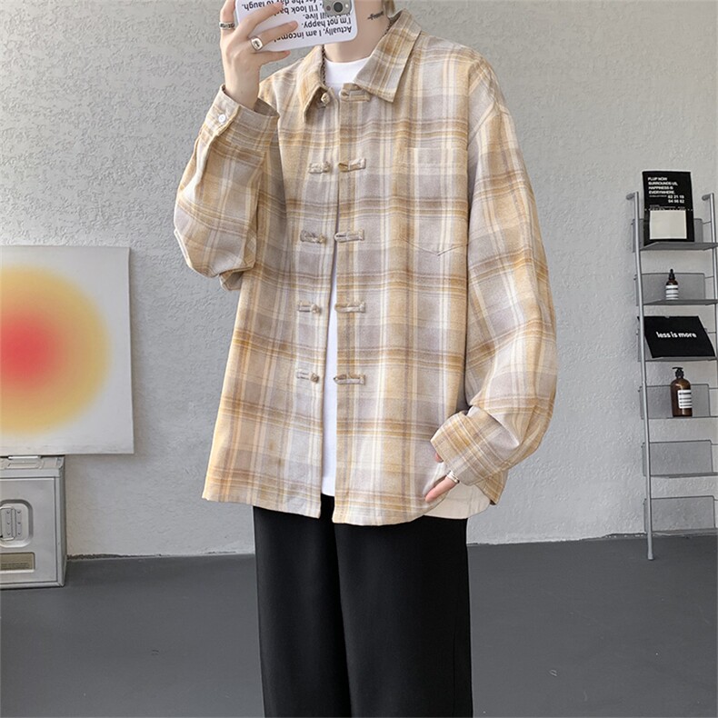 CS1157-特批45控88 风盘扣衬衣设计感宽松潮上衣外套大码衬衫图片