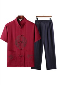 2023夏季男士短袖衬衫唐装盘扣立领半袖衬衣风中式t恤图片