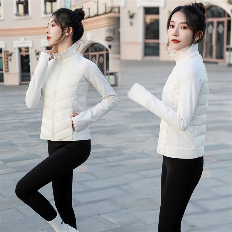 现货2024新款女冬季运动外套轻薄羽绒服长袖运动厚瑜伽服运动上衣,女装羽绒服,曼娅璐