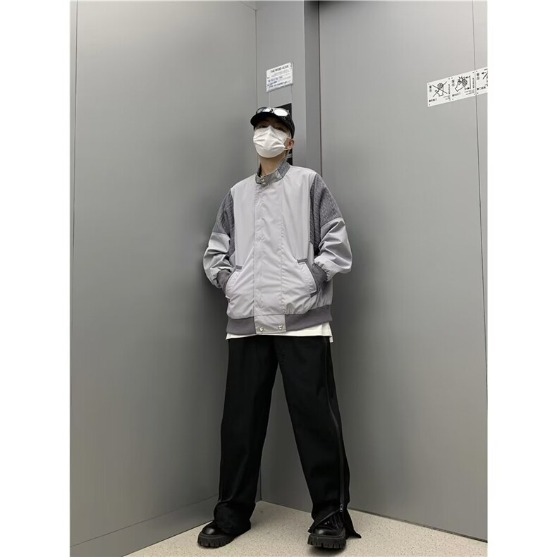 潮牌飞行员夹克男美式潮流针织拼接外套Y6592P68,男装夹克,星座1116-2