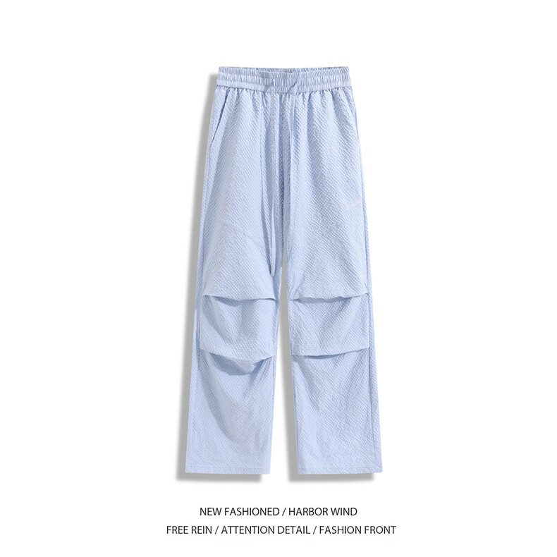 抖音品质夏季新款多巴胺褶皱宽松冰丝裤B315-K25596-特p30控58图片