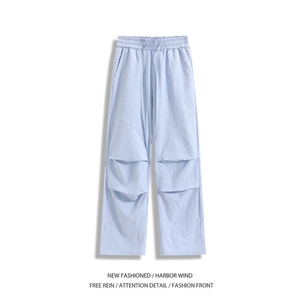 抖音品质夏季新款多巴胺褶皱宽松冰丝裤B315-K25596-特p30控58图片
