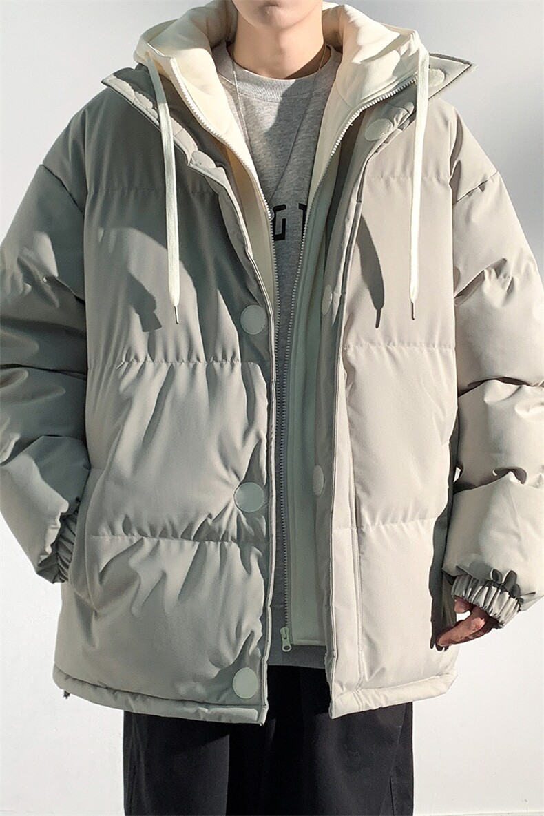 冬季青少年连帽假两件外套加绒加厚休闲简约棉衣棉服5303-P85,男装棉衣,电商B306