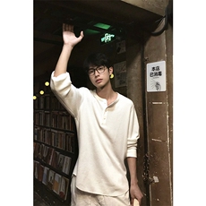 现货！直播品质亨利领套头华夫格长袖衬衫T恤polo衫W2480-P40网图，男装T恤，星座1213