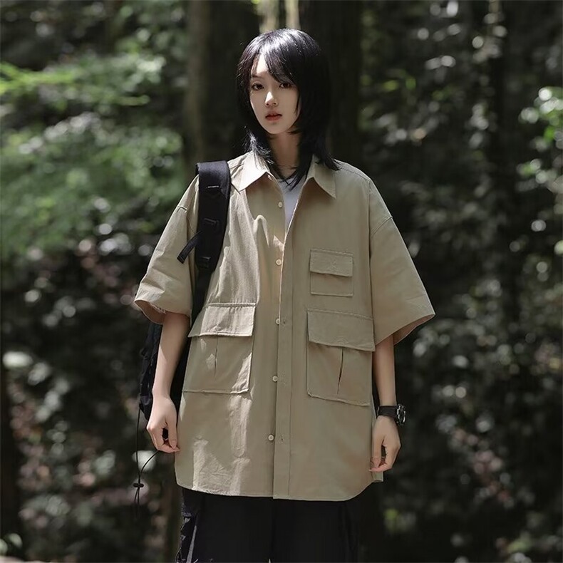 衬衫男女短袖韩版潮流痞子帅气2024夏季新款ins宽松外套CY896-P37,男装衬衫,星座412-3