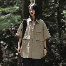 衬衫男女短袖韩版潮流痞子帅气2024夏季新款ins宽松外套CY896-P37，男装衬衫，星座412-3