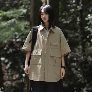 衬衫男女短袖韩版潮流痞子帅气2024夏季新款ins宽松外套CY896-P37图片