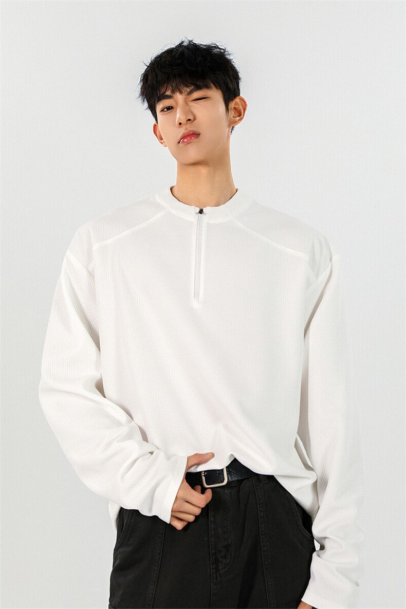 25春季打底衫宽松长袖T恤春装亨利领男拉链套头上衣S388特P28,男装T恤,电商A233-1