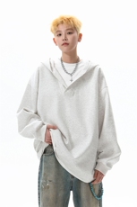 8XL-M叠穿假两件卫衣重磅连帽V领拼接套头衫宽松大码外套WY006P65，男装卫衣，电商B312