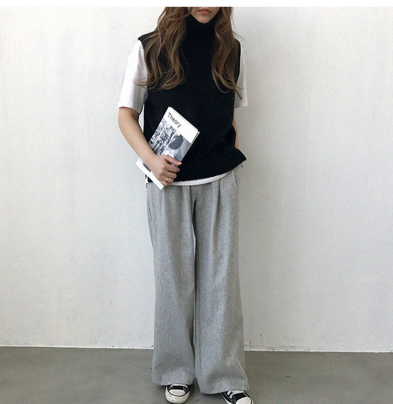 时尚百搭女士秋冬高领无袖针织马甲宽松显瘦舒适仿羊毛背心,女装马甲,洁纯羊绒