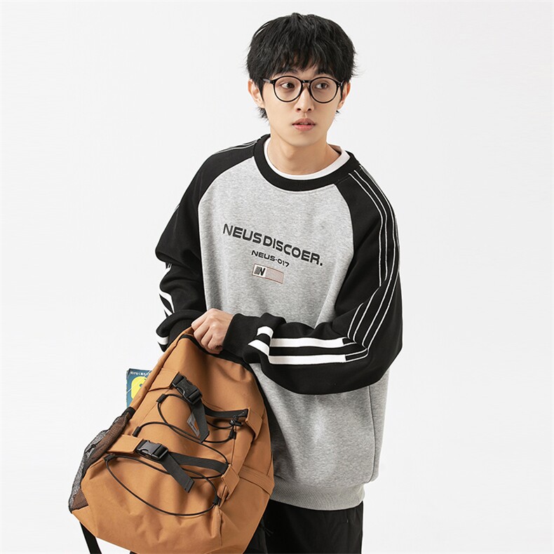2026春季新款男装日系潮牌宽松拼色卫衣开衫休闲外套WY582-F89,女装短外套,电商A101（原外27）