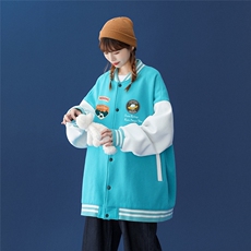 中性风2023秋季新品卡通印花百搭宽松夹克情侣棒球服G87P65控78，男装夹克，A247A