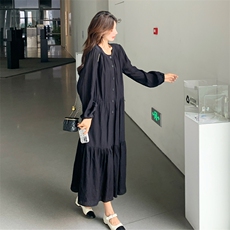 现货黑色长袖连衣裙C158-8603-P115-K168，女装连衣裙，2C158