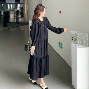 现货 黑色长袖连衣裙C158-8603-P115-K168图片