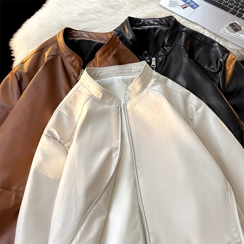 立领夹克男大码男是秋季新款外套潮流皮衣A266-PY005-P65，男装皮衣，电商A266