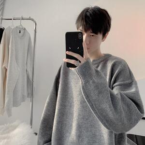 F558P58秋冬毛衣打底衫线衣V领男装上衣宽松日系港风图片