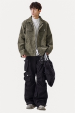 2025秋季新款现货绒感雾花皮衣男立领夹克外套DSA157B-J2559-P96，男装夹克，电商A157B