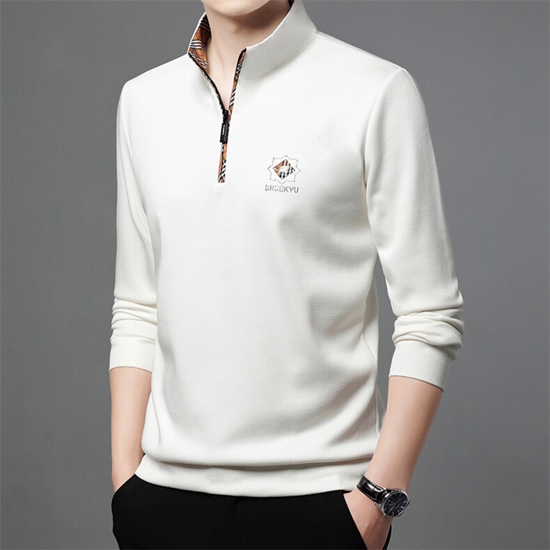 YAJ-F5001春季新款2023男士休闲翻领卫衣长袖套头外套时尚T恤P71,男装T恤,电商B360