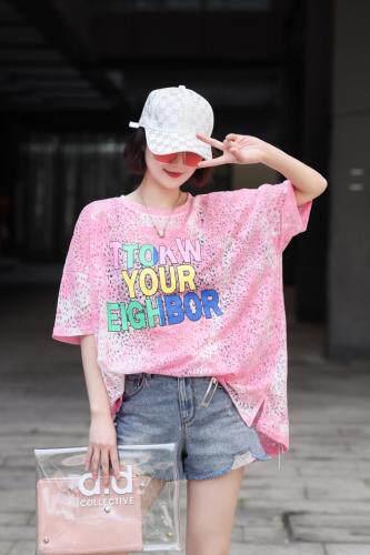 大版印花工艺大T，女装，卡菲莱