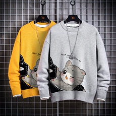 1日系圆领套头中性潮流大码M-5XL印花针织毛衣男7830P48加绒P55，男装针织衫/毛衣，星座226-2
