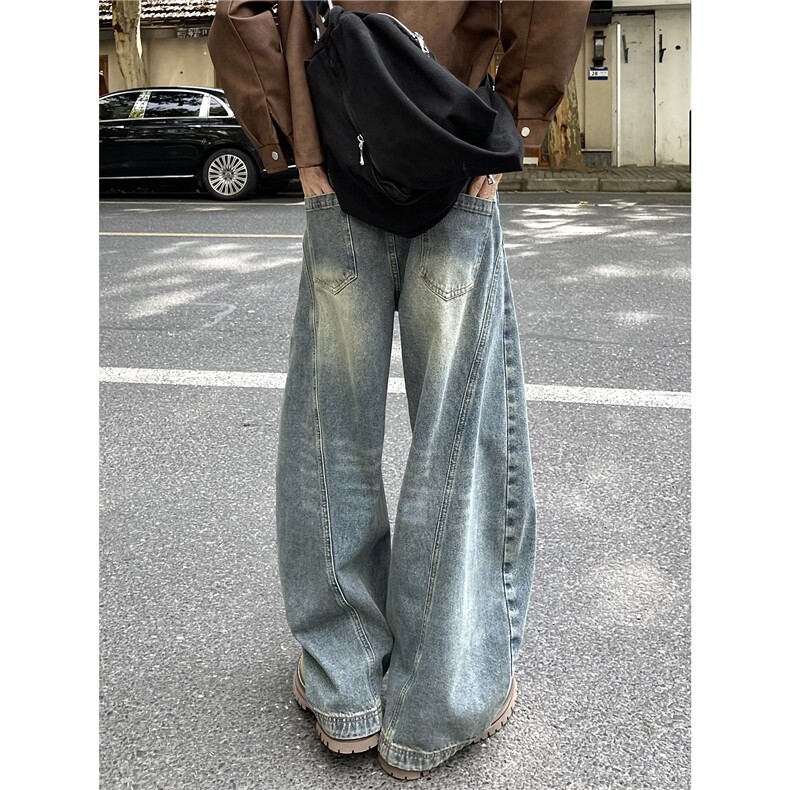 【现货】612-K210-P55美式复古弯刀裤阔腿宽松痞帅男女牛仔裤，男装牛仔裤，星座612