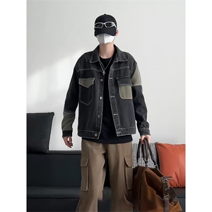 中性休闲大码宽松男女潮流拼接牛仔外套夹克J8212-P63【特价】图片