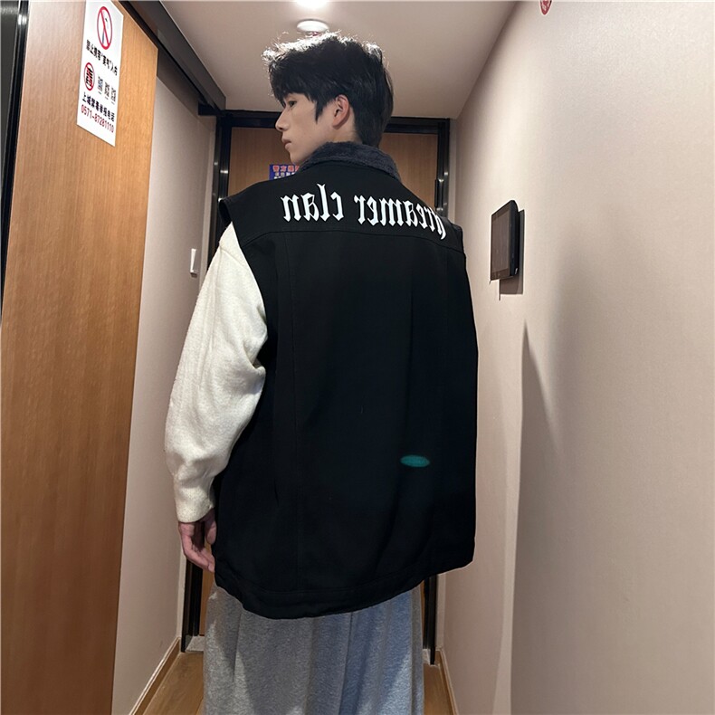 MJ252J-p68-限价98M-5XL加绒羊羔绒宽松大码牛仔马甲工装ins,男装工装外套,星座116