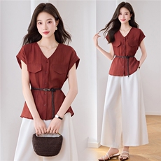 2025夏装新款简约时尚休闲两件套，女装套装/套裙，罗腾