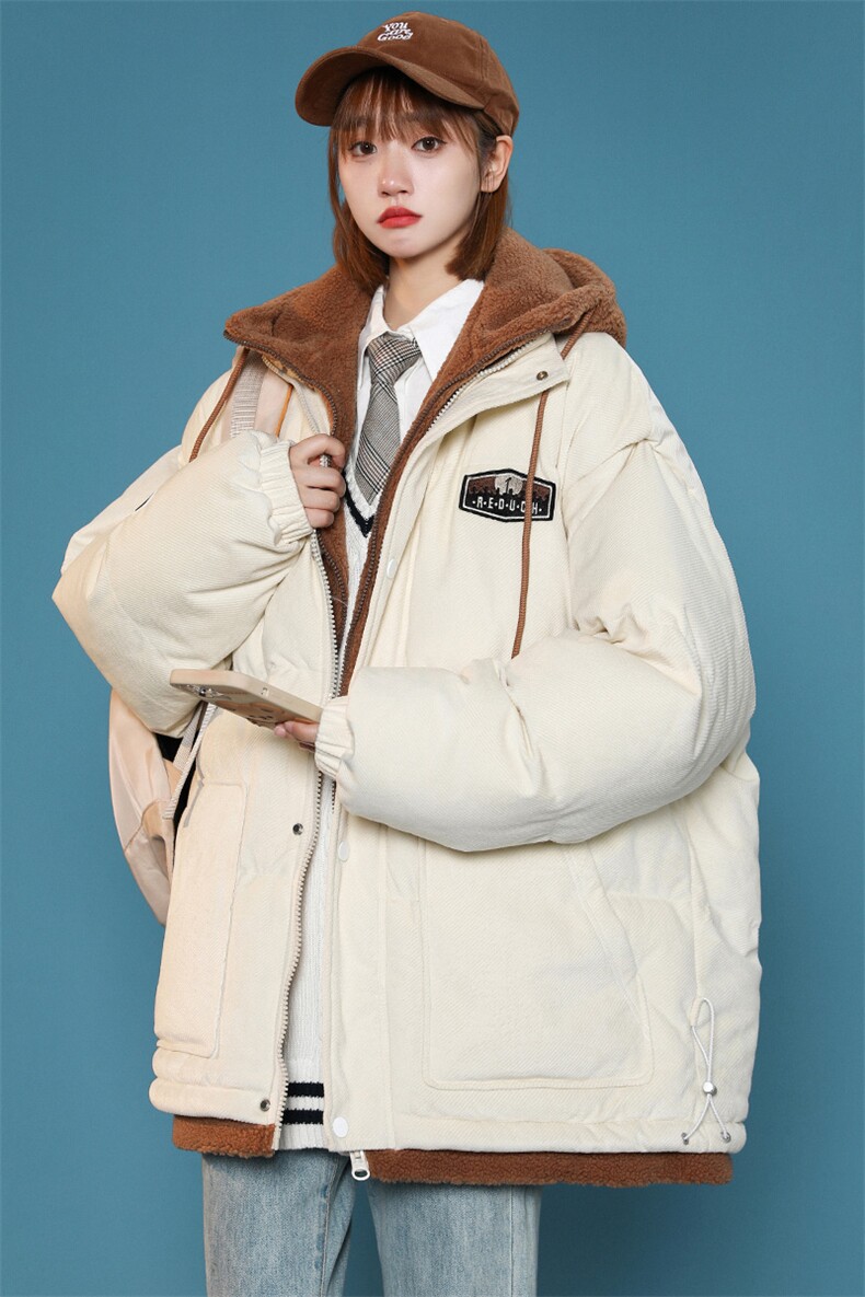 冬季中性风假两件棉衣外套加绒加厚简约棉服男女8117-P140控价188,男装棉衣,电商A441-1