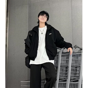 冬季简约纯色立领加厚加棉外套男生百搭宽松帅气休闲夹克 J809图片