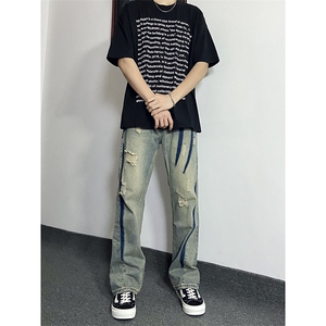 B221 美式ins高街小众个性男女破洞牛仔裤 LK23001-P65 控88图片