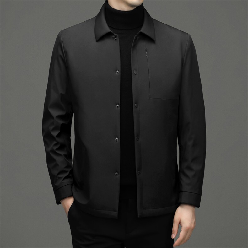 男士翻领纯色棉服冬季新款中年商务休闲加厚保暖棉衣外套男装,男装棉衣,电商B212（原钱塘6029）