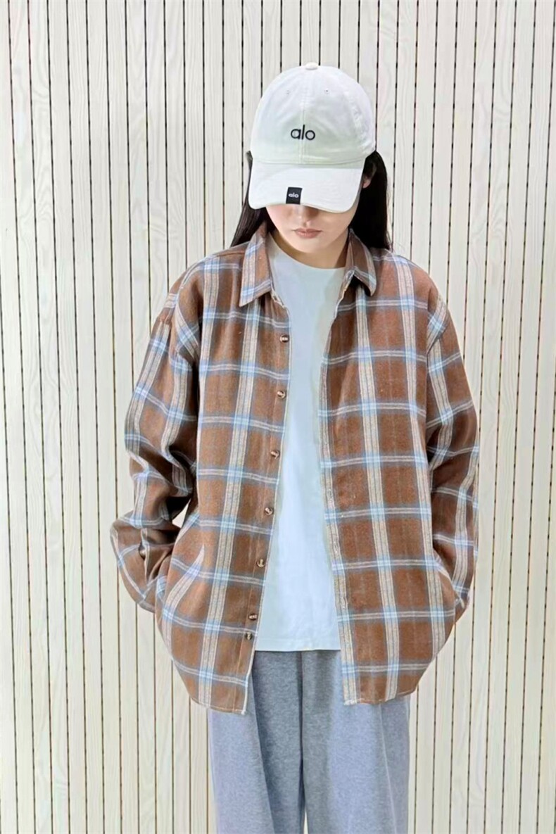 春季新款现货（跨境电商）格子男女情侣款潮流宽松格纹衬衣,男装衬衫,星座1107-1