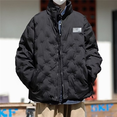 简约菱格棉服男2024秋冬设计感小众ins潮立体压花宽松外套，男装棉衣，星座716-2