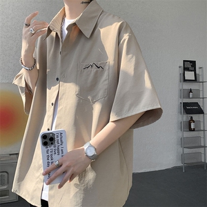 CS1143-特批25 控49 夏薄款冰丝面料大码短袖衬衫防晒透气外套图片
