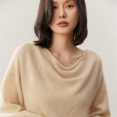 2025时尚百搭宽松领子羊绒衫，女装羊绒衫，贝美羊绒