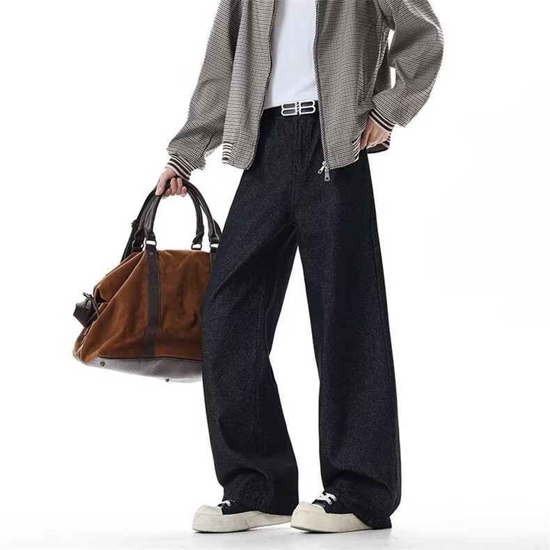 美式丹宁牛仔秋季cleanfit阔腿裤子直筒修身弯刀微喇裤nz119p45，男装休闲裤，电商D315A