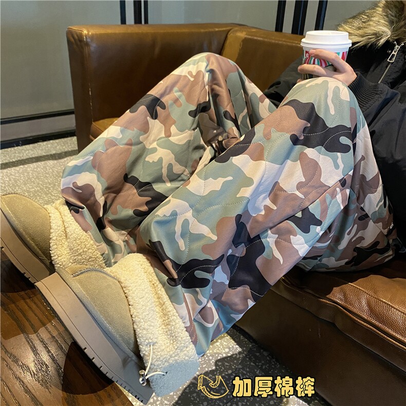 抖音品质冬季新款保暖加棉加厚迷彩宽松棉裤B315-K909-p65控88,男装棉裤,电商B315