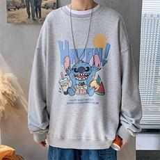 S6077-P35加绒-P40春季圆领卫衣男大码韩版宽松长袖外套男，男装卫衣，电商A040