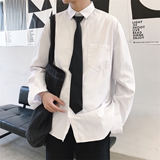 送领带新款学院风白色长袖衬衫男情侣韩版宽松潮流衬衣cs11-p30，男装衬衫，星座1008