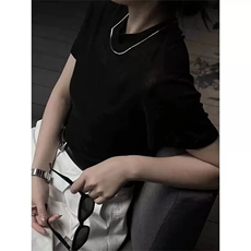 灰色针织面膜短袖t恤女夏薄款简约纯色时尚圆领上衣半袖正肩小衫，女装T恤，雪真羊绒