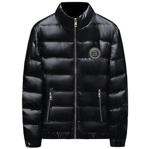 冬季新款立领亮面羽绒服男潮流休闲外套钱塘2027-8806-P310白图片