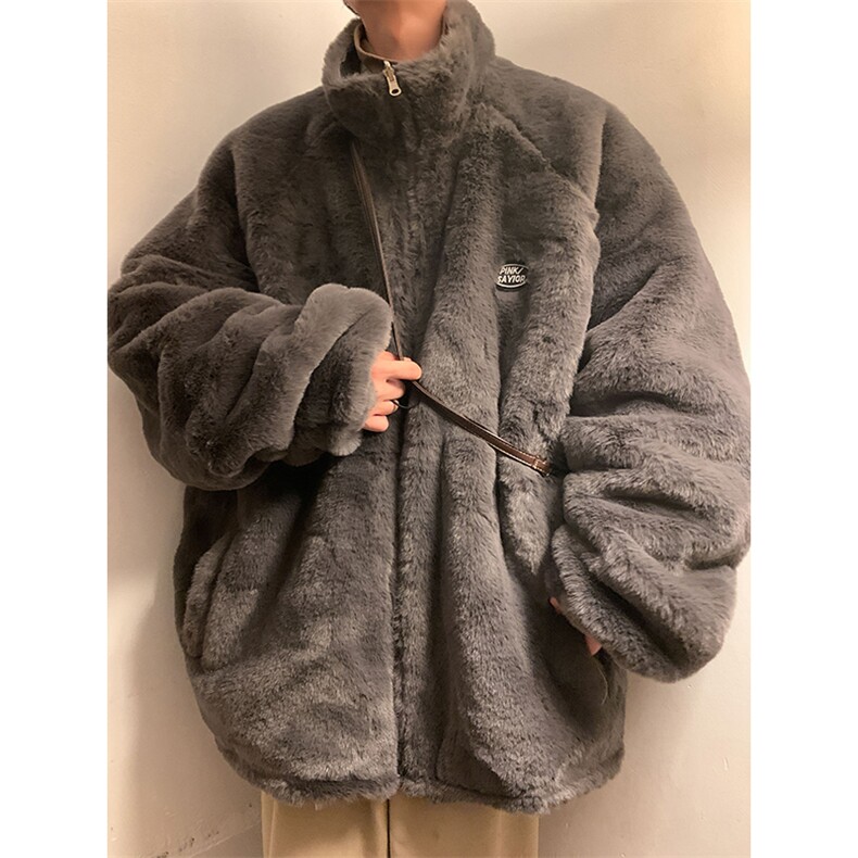 加厚棉袄兔毛外套港风日系棉衣双面穿夹克厚1016-1W68P118K148,男装夹克,星座1016-1（原电商B408-1）
