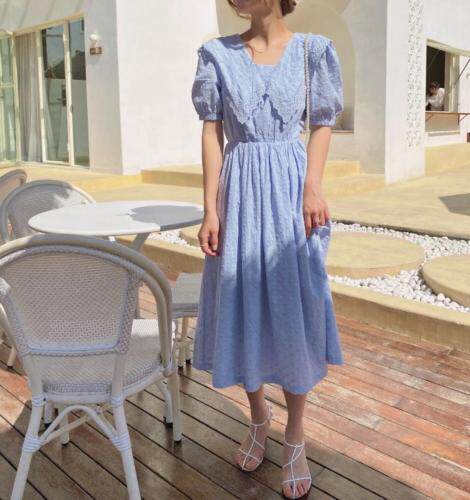 棉布刺绣连衣裙，女装连衣裙，新袖