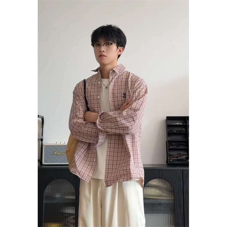 中性格子长袖衬衫衬衣男女A367CS2511P45,男装衬衫,电商A367