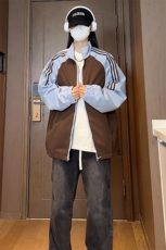 光板得物\唯品\抖音二开撞色条纹织带插肩袖立领夹克特P58，男装夹克，电商A247